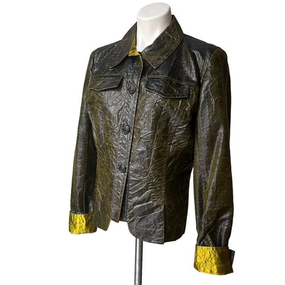 Emil Rutenberg Button Down Textured Crinkle Sheen Blouse - Picture 6 of 11